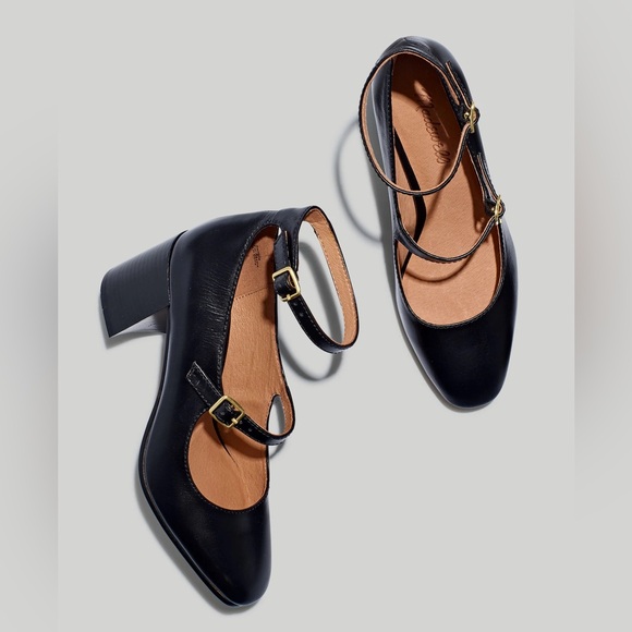 🖤NEW MADEWELL THE MADDIE HEELED MARYJANE IN BLACK LEATHER 10 - Picture 2 of 8